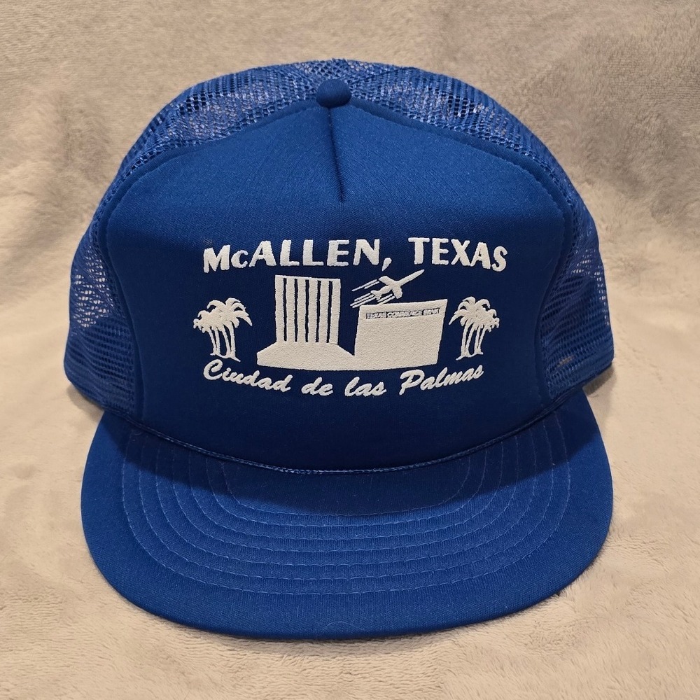 McAllen Texas Trucker Hat Adult Adjustable Mesh‎ Blue Ciudad de las Palmas
